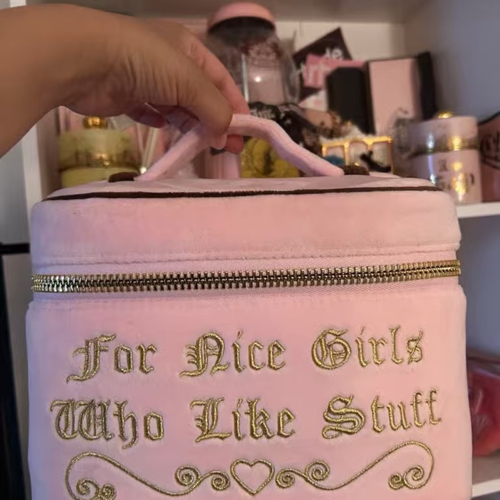 Juicy Couture Pink Cosmetic Bag with Gold Accents